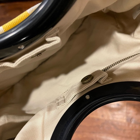 J.Crew Polka Dot Canvas Tote Enamel Handle- rare! - Picture 4 of 5